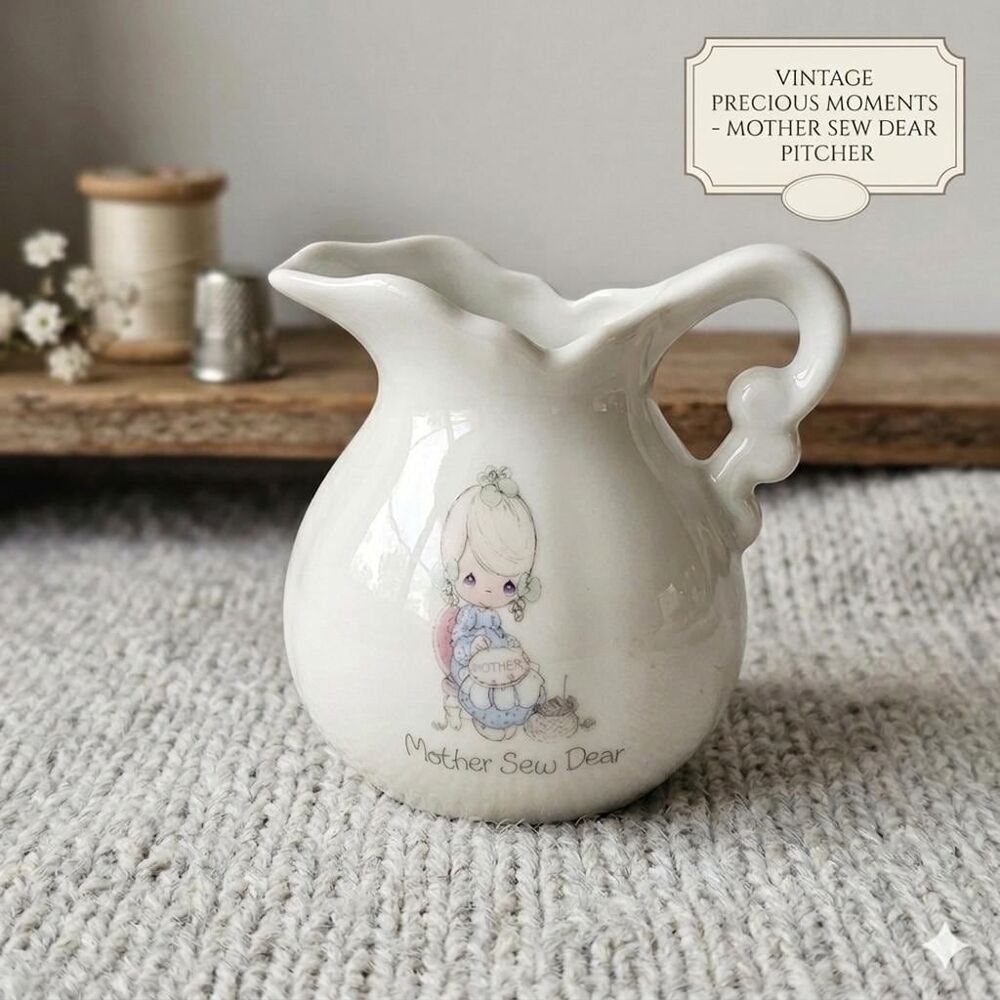 Vintage Precious Moments Mother Sew Dear Pitcher - Perfect Mothers Day Gift